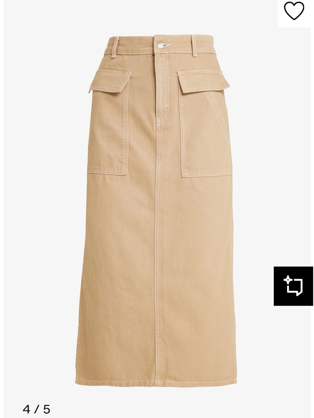Top shop High-Rise Utility Midi Skirt in Beige